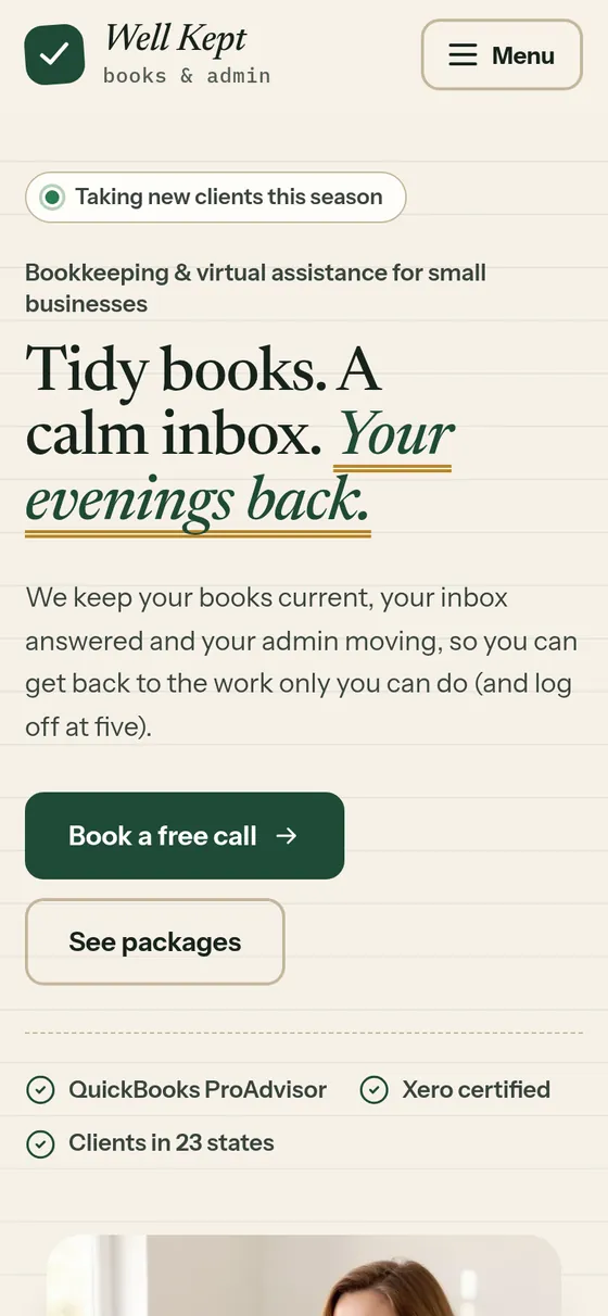 The Bookkeeping & VA template on a phone