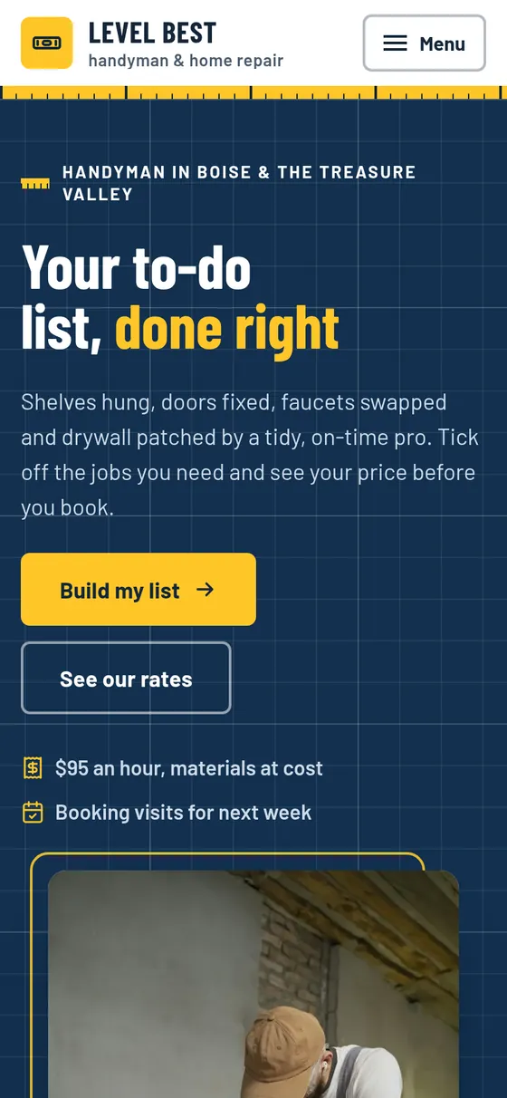 The Handyman template on a phone