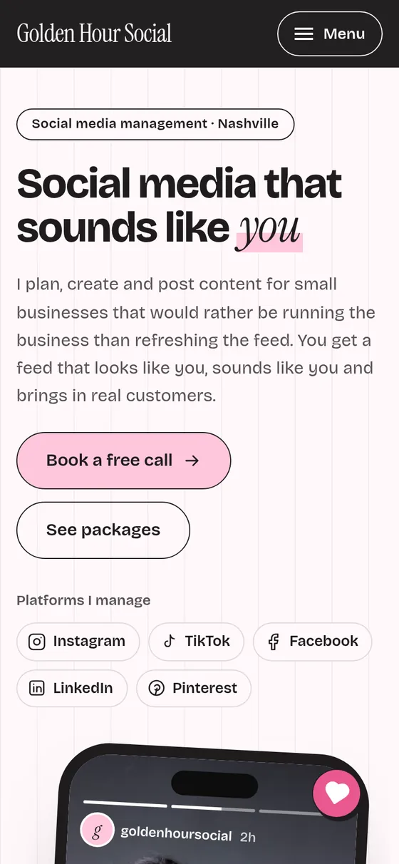 The Social media template on a phone