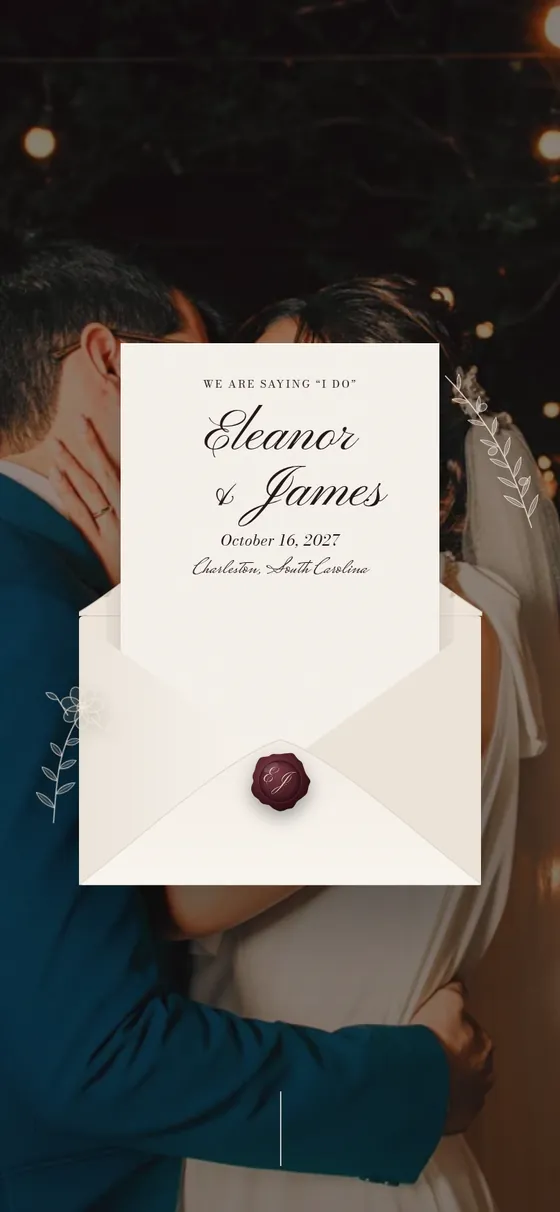 The Wedding template on a phone